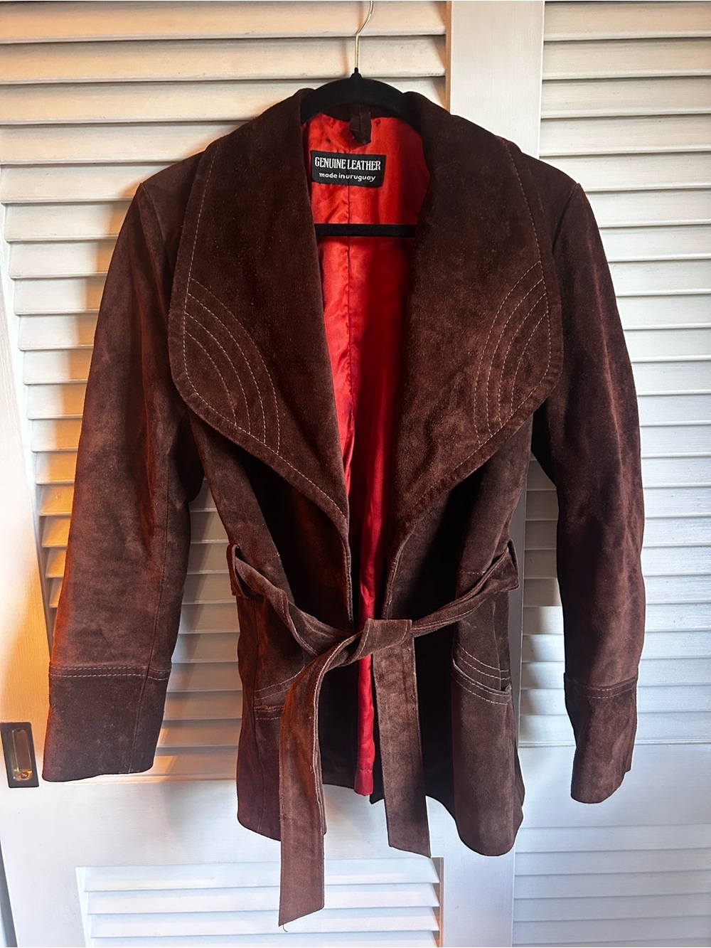 Women's 70s Brown Suede Belted Jacket S/M
